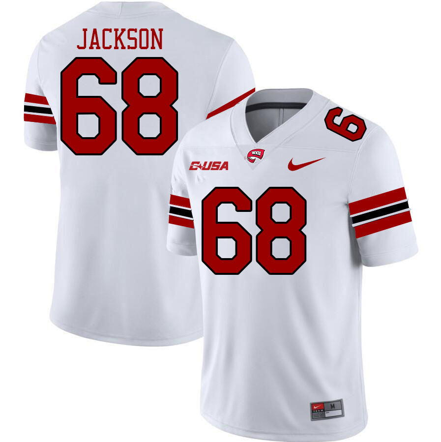 Western Kentucky Hilltoppers #68 Colt Jackson College Football Jerseys Stitched Sale-White
